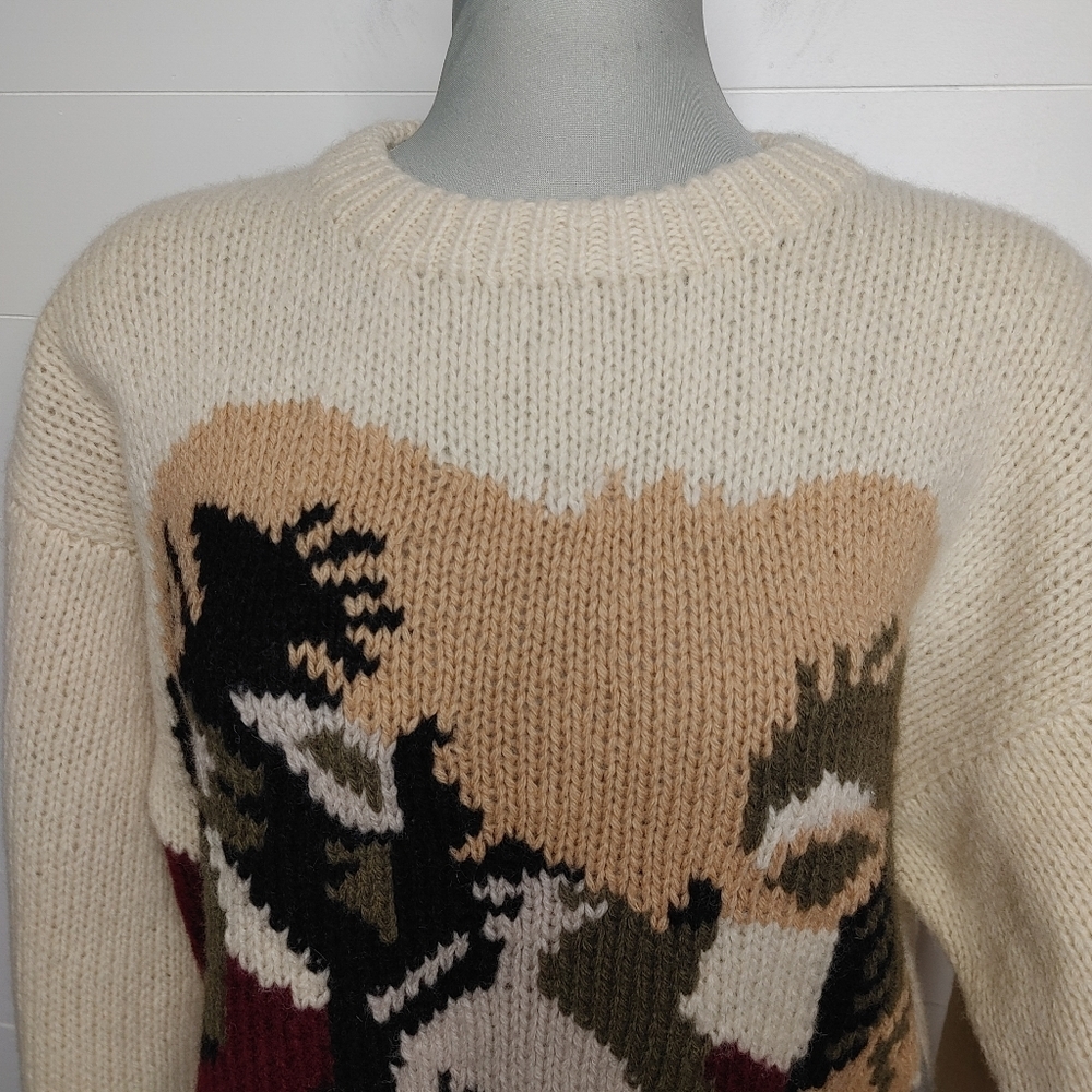 Rare vintage wool bighorn sheep sweater size S - Picture 3 of 11